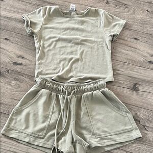 Women's Casual Olive Green Loungewear Set